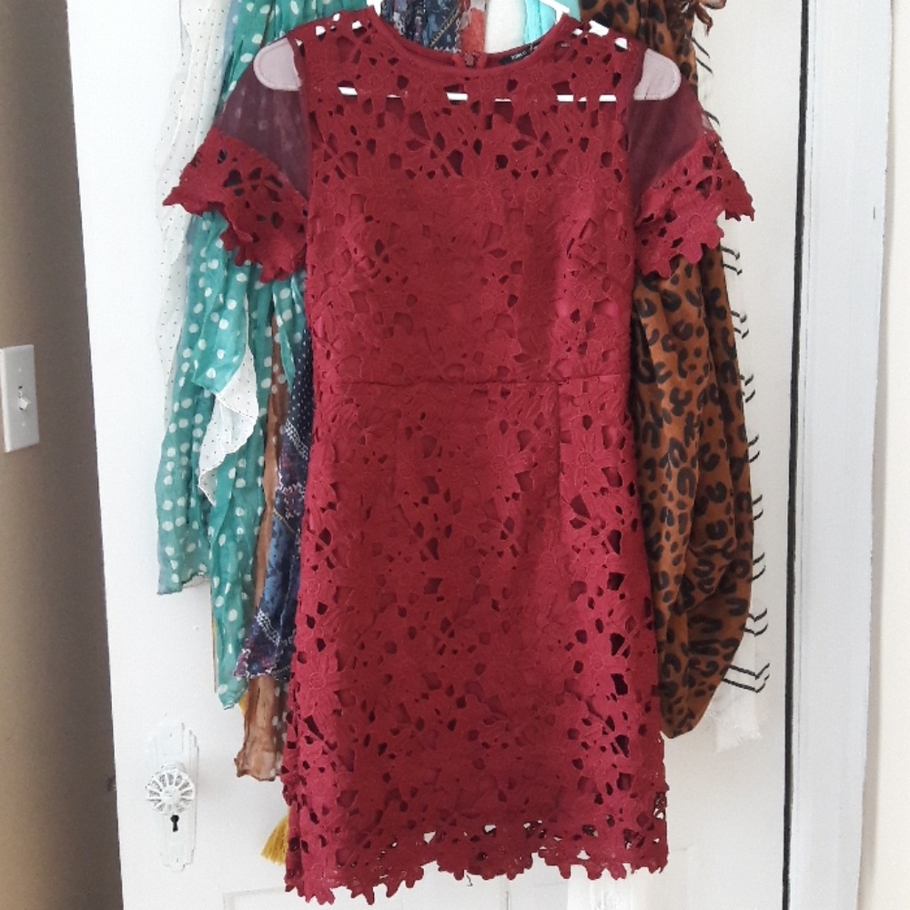 Burgundy lace dress